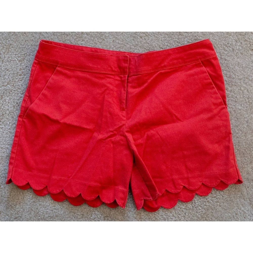Red Scallop Egded Shorts